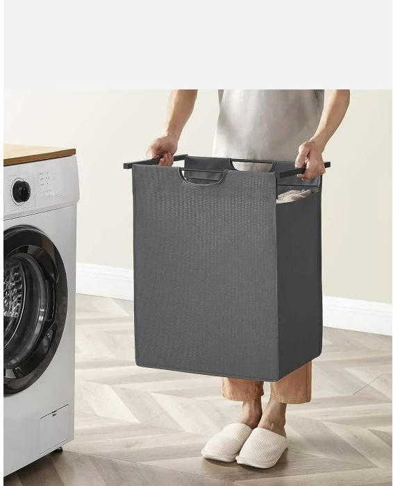 Shportë rrobash VASAGLE BLH101B01 65 L me raft, e tërheqshme, e zezë