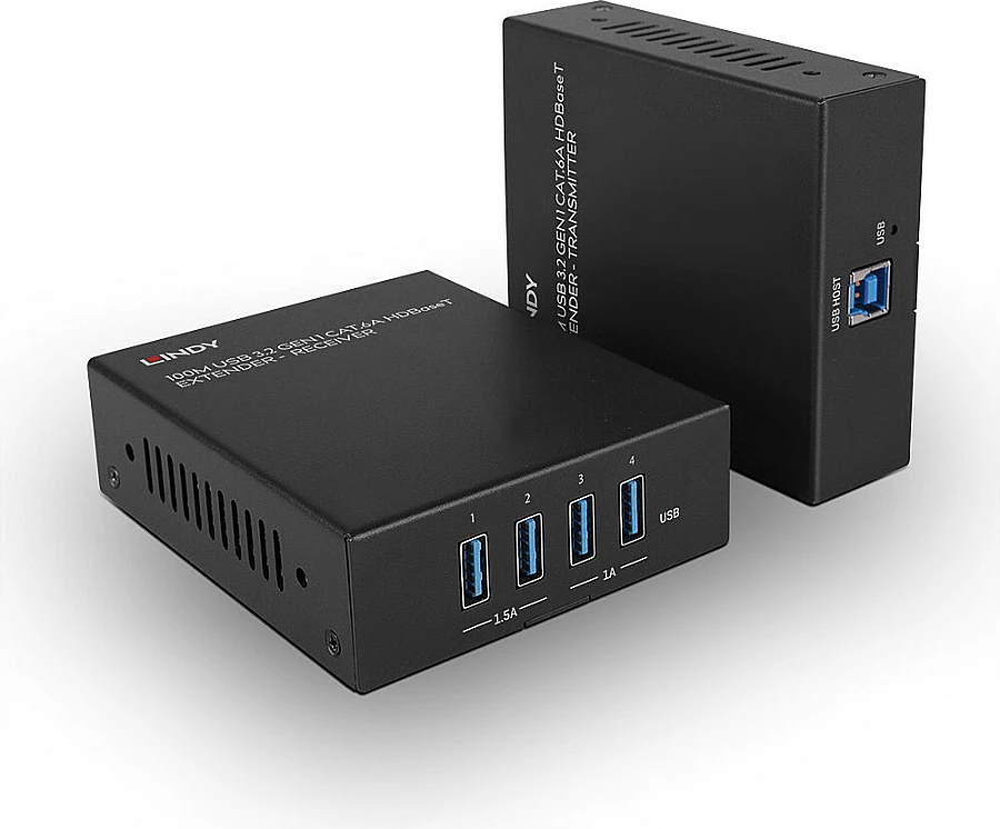 Zgjatues USB Lindy 100m USB 3.2 Gen 1 Cat.6A HDBaseT, transmitter & receiver, i zi