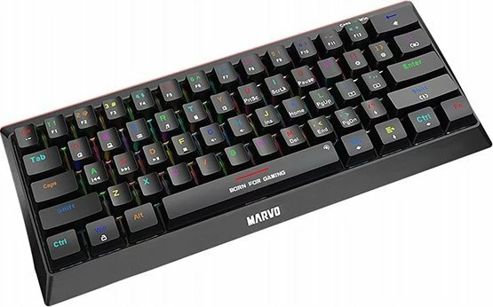 Tastierë gaming Marvo KG962G EN-R 60% mekanike me switche të kuq, RGB, USB, e zezë