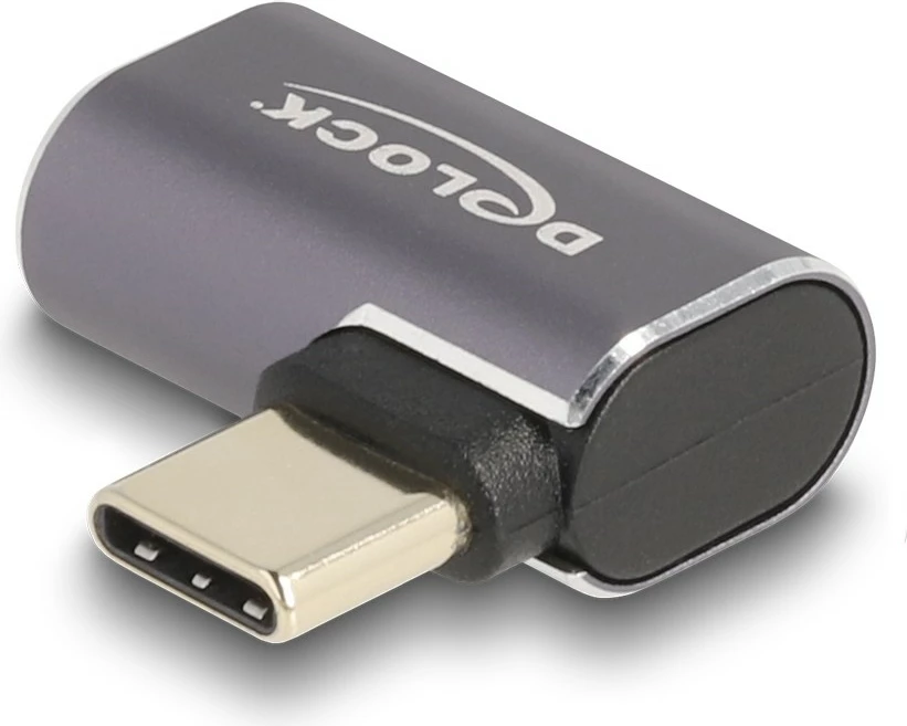 Adapter USB-C DeLOCK 40Gbps, USB4 Gen 2x2, 8K, kënd majtas/djathtas, metal, antracit