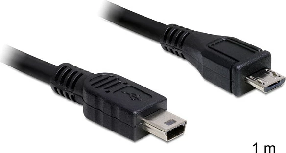Kabllo USB DeLOCK micro-USB B në mini-USB B, 1 m, USB 2.0, e zezë