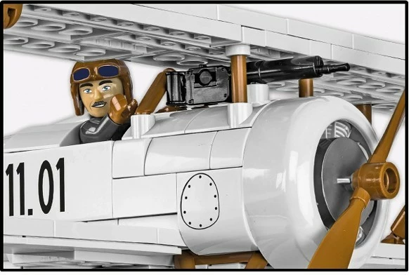 Set konstruktiv me blloqe, Cobi Klocki Nieuport 17 C.1 COBI-2998, 274 copa, shkallë 1:32, me figurë piloti