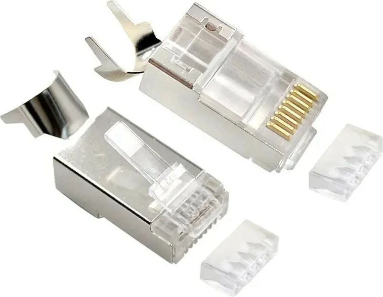 Konektor RJ-45 Gembird LC-PTF7-01/50 CAT7 i blinduar pass-through, 50 copë, i bardhë