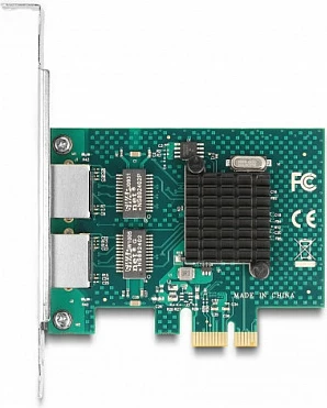 Kartelë rrjeti PCIe DeLOCK, 2x RJ45 Gigabit, PCIe 2.0, gri
