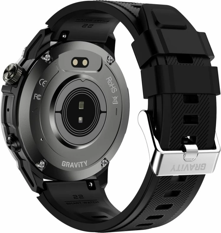 Smartwatch Gravity GT46-1, i zi, set me rrip silikoni dhe byzylyk çeliku