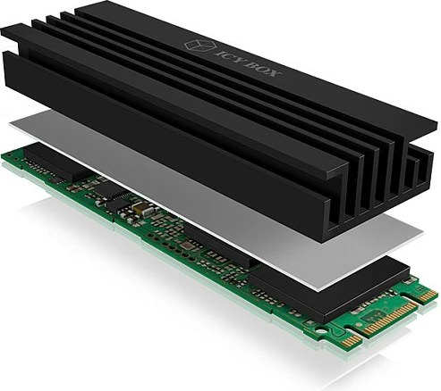 Ftohës për M.2 SSD ICY BOX, alumin, 10 mm, i zi