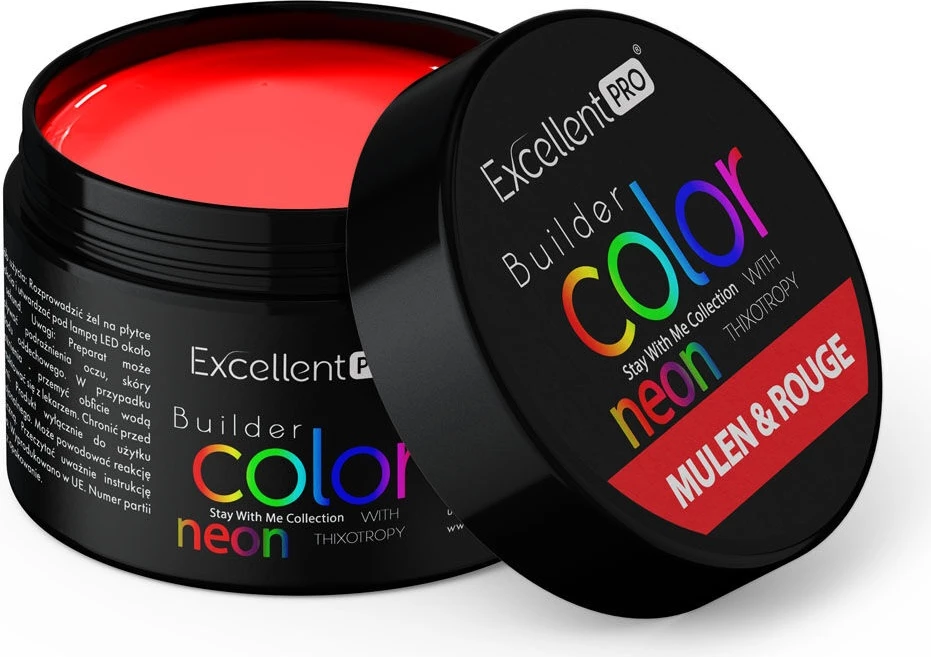 Xhel ndërtues për thonj Excellent PRO Builder Color Neon With Thixotropy Gel Building për femra Mulen & Rouge 15g