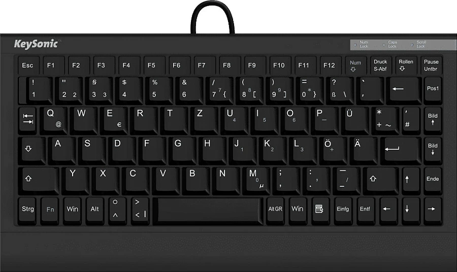Tastierë mini KeySonic ACK-595C+, USB, QWERTZ, e zezë