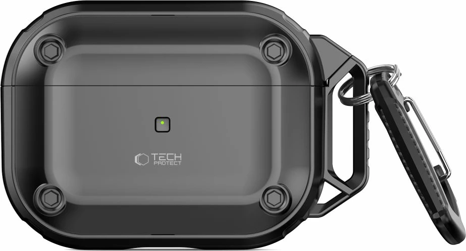 Mbështjellës Tech-Protect Rough Hook për AirPods Pro/Pro 2, i zi, me karabiner