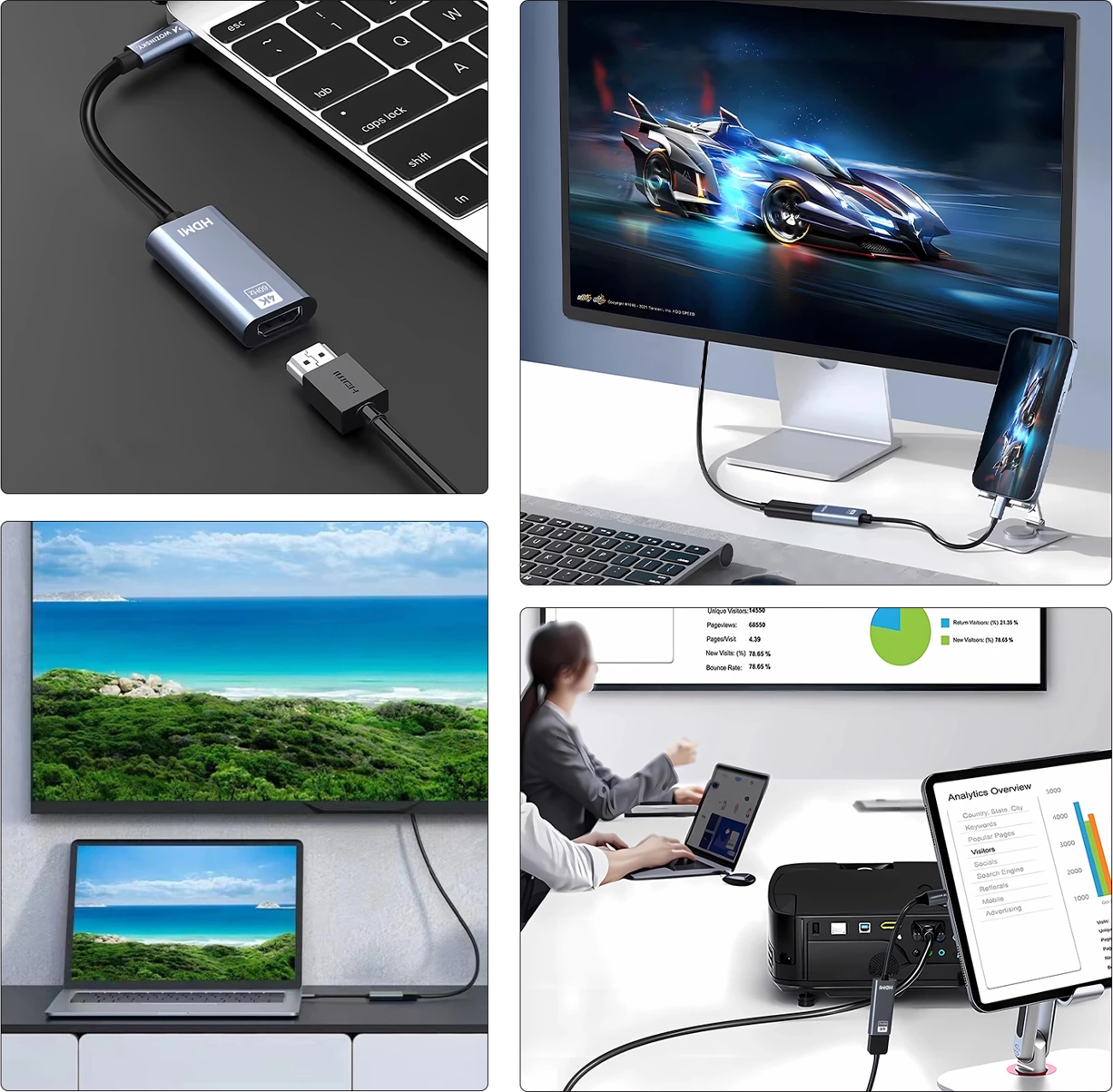 Adapter USB-C në HDMI 4K 60Hz, Wozinsky WACH-01, i zi