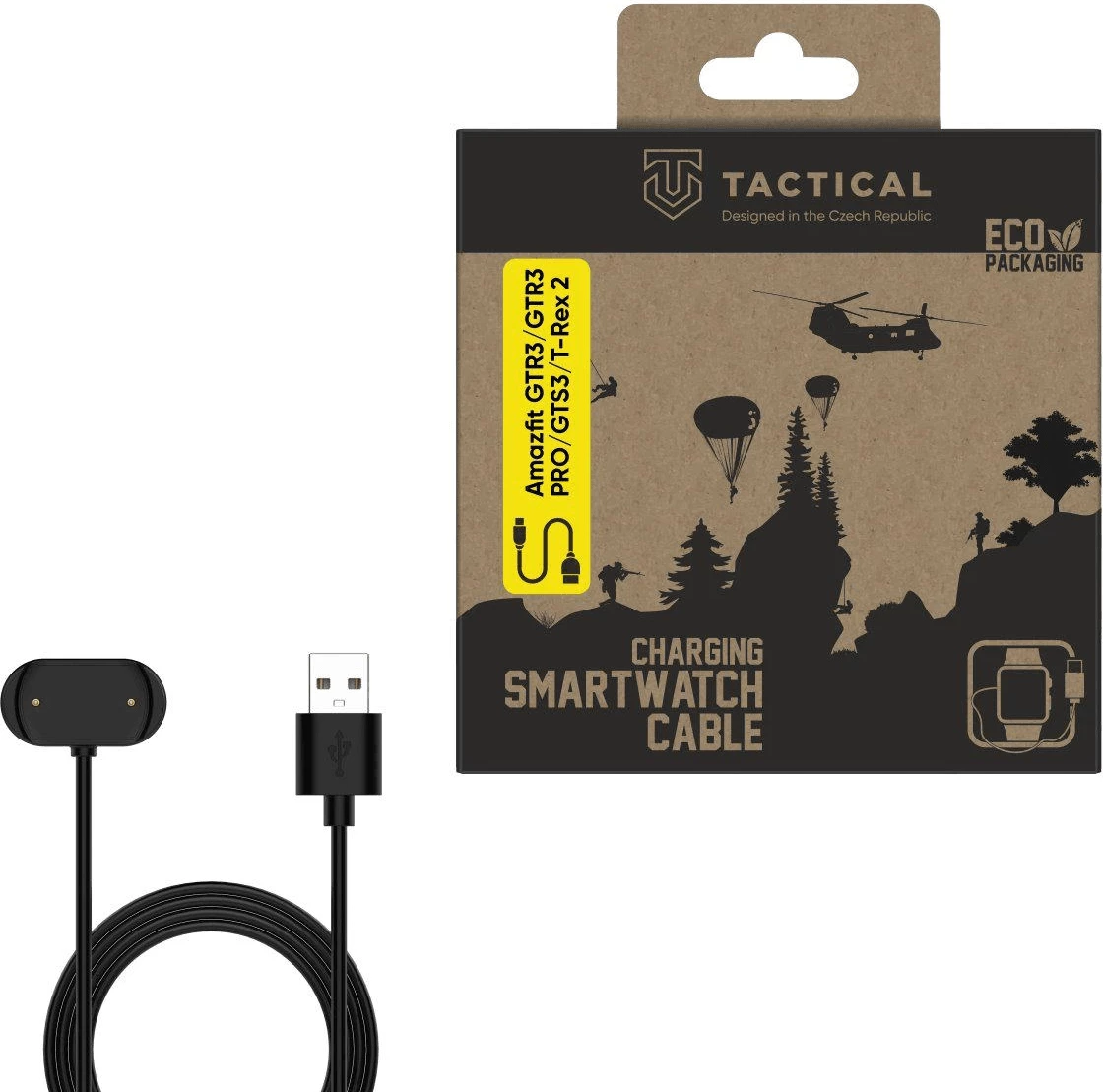 Karikues për Smartwatch Tactical për Amazfit GTR3/GTR3 Pro, GTS3, T-Rex 2, kabllo 1 m, i zi