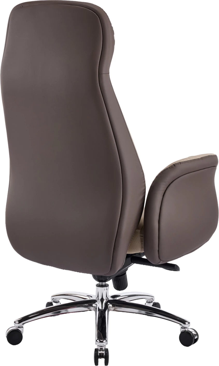 Karrige zyre ekzekutive DRAMON FH18356.02, lëkurë PU bezhë-kafe, bazë kromi, 66x70x132.5cm