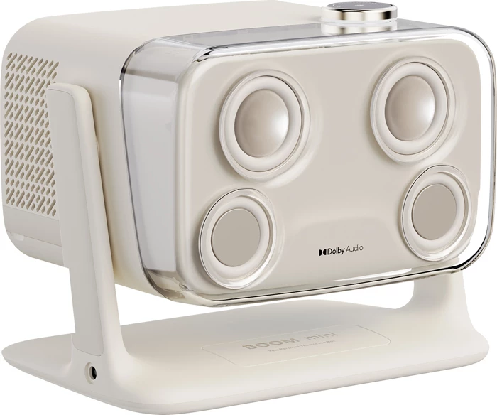 Projektor Aurzen Boom Mini Full HD 1080p, 500 ANSI, Google TV, Dolby Audio, i bardhë, set (projektor + telekomandë + adapter rryme + manual)