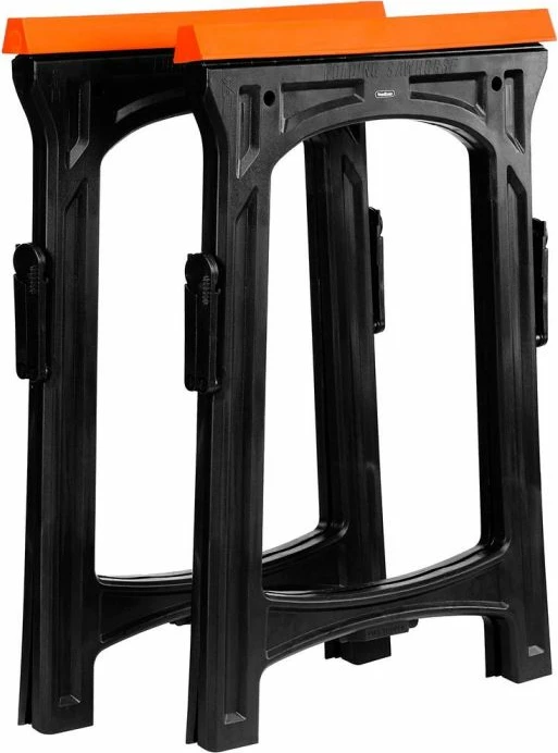 Kavaletë pune të palosshme VONHAUS Workhorse 3515110, mbajtje totale 150 kg, set 2 copë, zi/portokalli