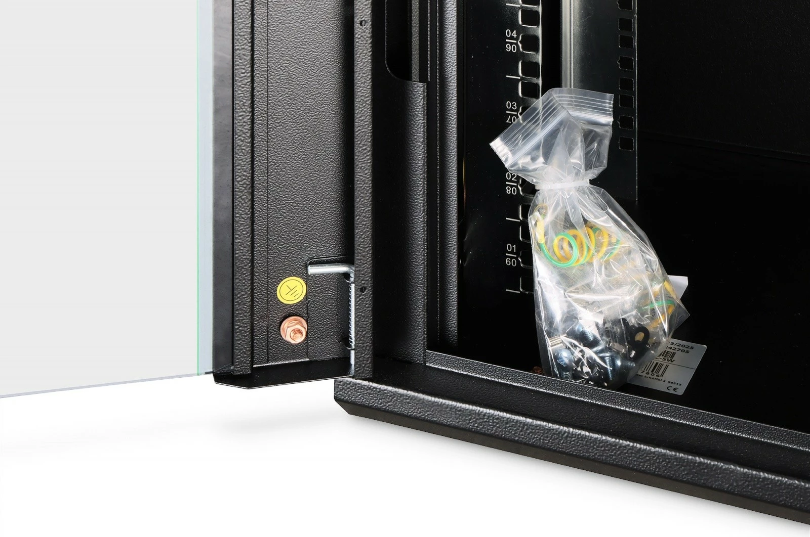 Kabinet rrjeti i montueshëm në mur, Digitus DN-37105, 19" 9U, 474x600x450 mm, derë xhami, ngarkesë 60 kg, i pa-montuar, zi