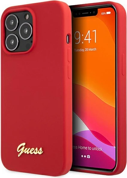 Mbështjellës Guess GUHCP13XLSLMGRE për iPhone 13 Pro Max 6.7", silikon, e kuqe