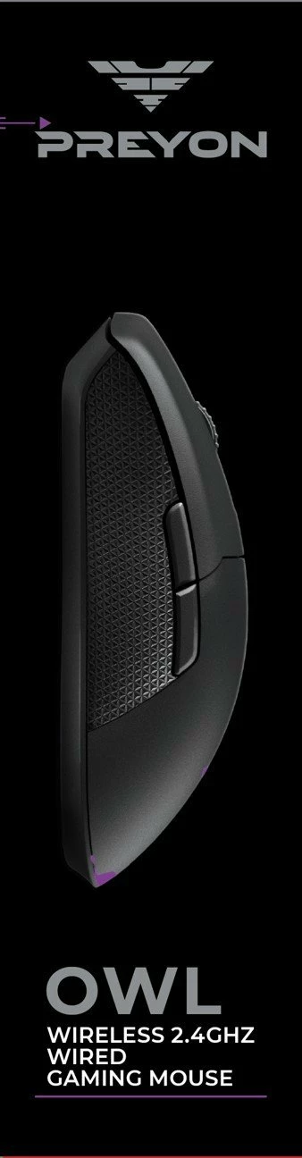 Maus gaming PREYON Owl Wireless POW35B, 16000 DPI, 2.4GHz/USB, RGB, i zi