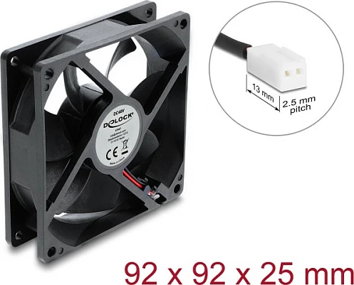 Ventilator kasë DeLOCK 92x92x25mm, 48V DC, 2-pin, i zi