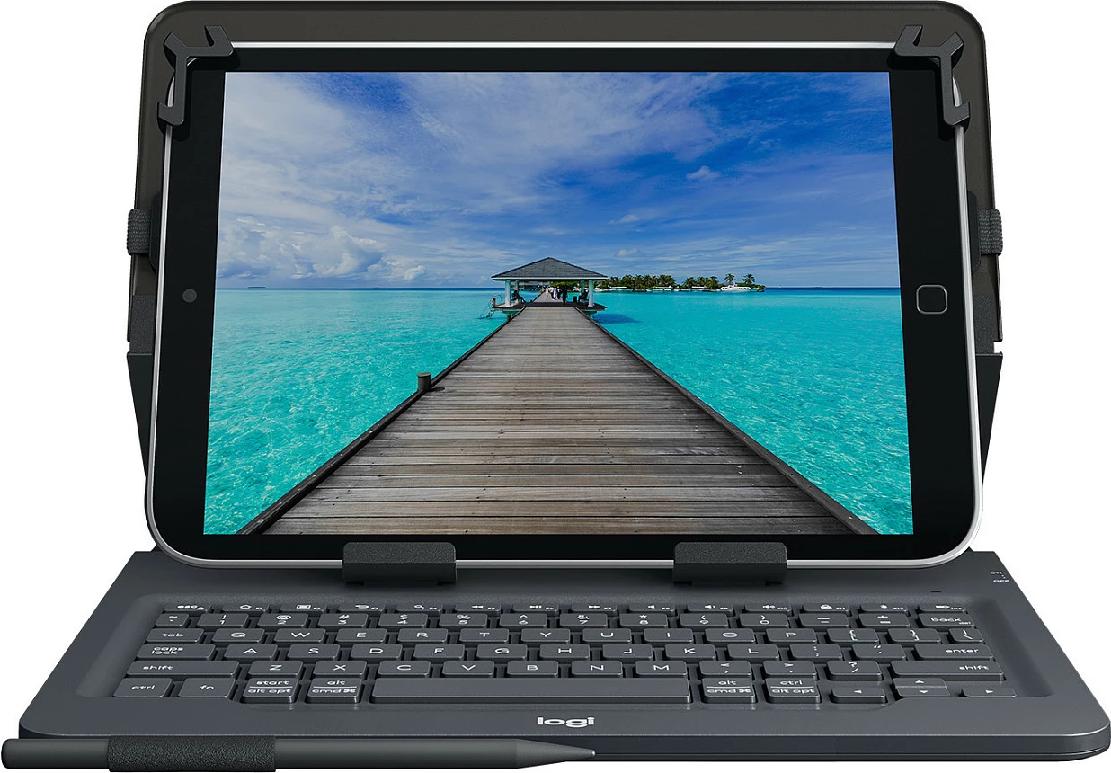 Tastierë Logitech Universal Folio me mbështjellës të integrum për tablet, e zezë