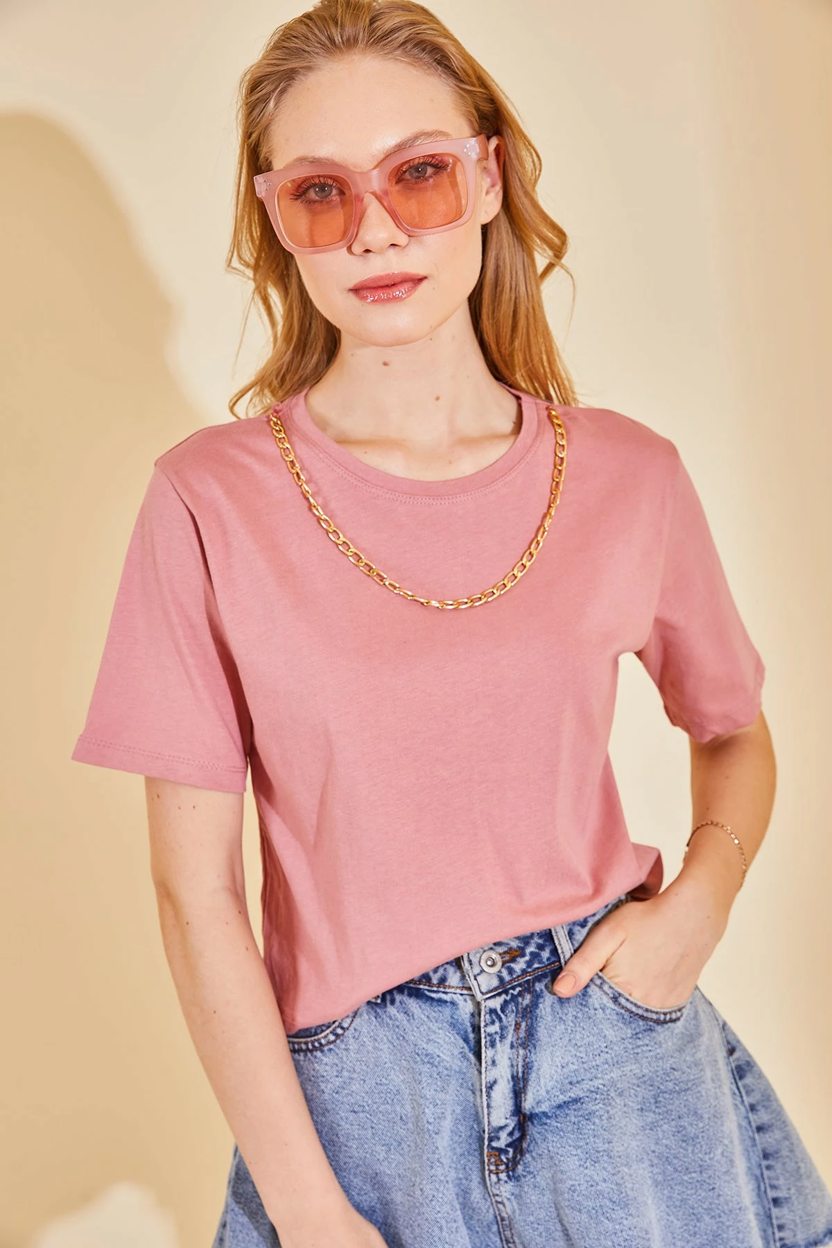 Bluzë për gra, ngjyrë pluhur, Jumeon, X128101