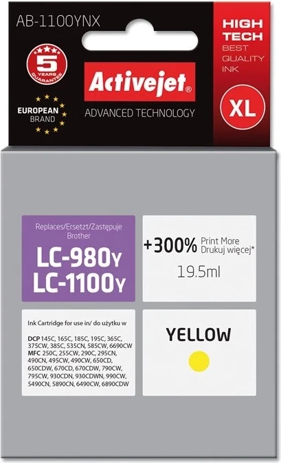 Ngjyrë zëvendësuese Activejet për printer Brother , Supreme; 19.5 ml, ngjyrë e verdhë