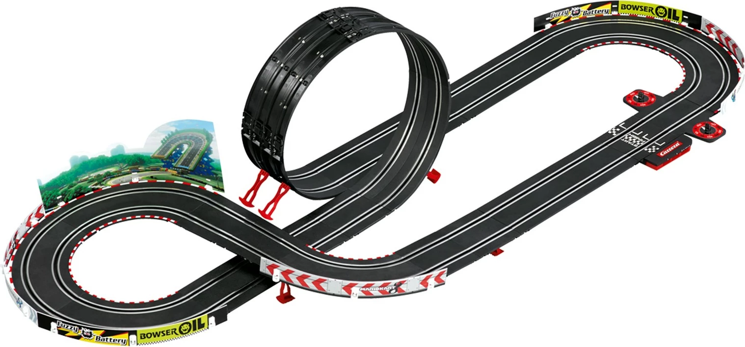 Set garash Carrera RC Nintendo Mario Kart 8, 2 vetura, 4.9m pistë, 1:43, zi, kuq, gjelbër