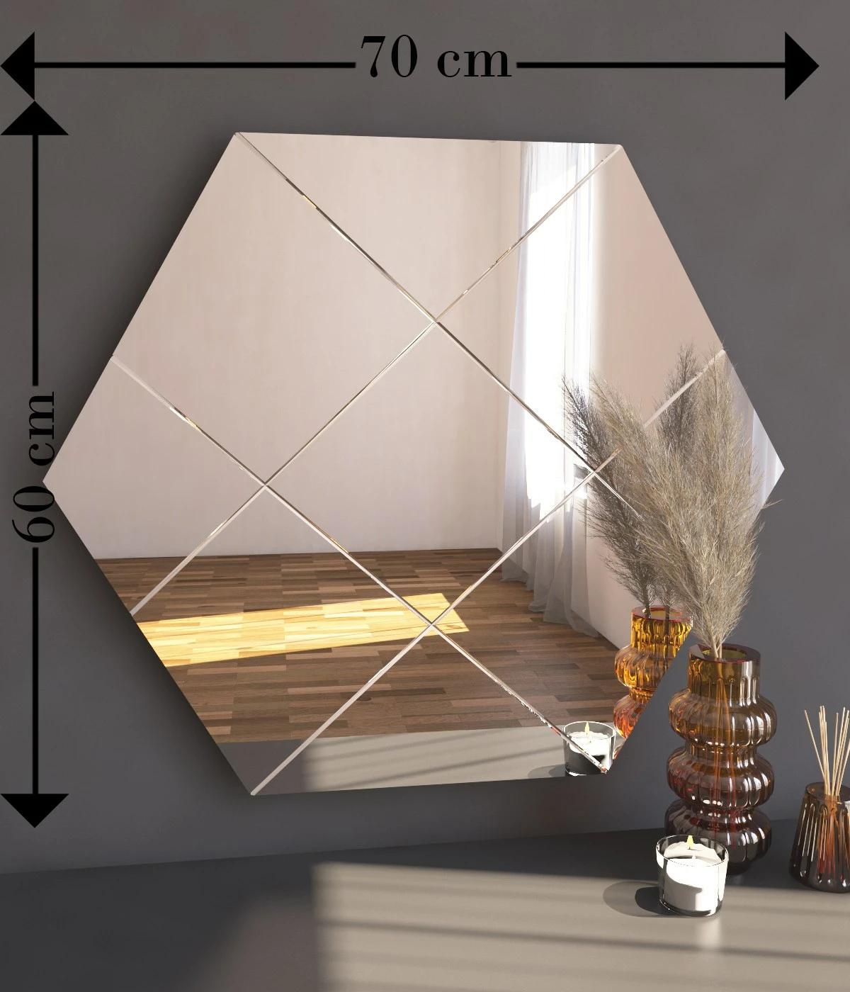 Pasqyrë dekorative Argyle, e bardhë, Skye Decor, 70x60x2.2cm