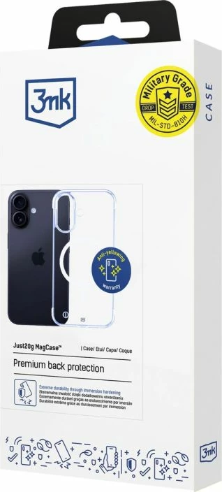 Mbrojtëse telefoni 3mk Just20g MagCase për iPhone 16, transparente