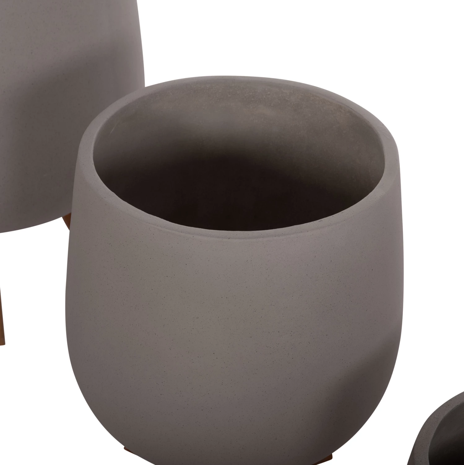 Set 3 vazo me bazë teak TRYLL FH4681.03, fibër-cement, ngjyrë gri