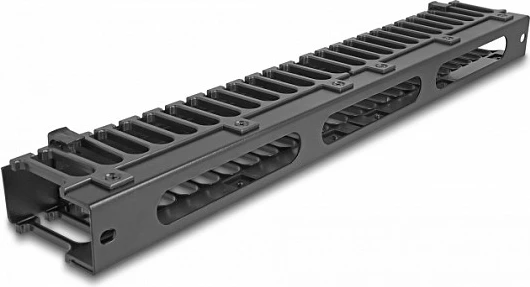 Panel menaxhimi kabllosh DeLOCK 19″, 1U, 3 hapje, i zi