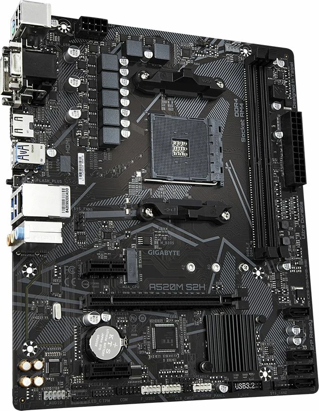 Pllakë amë Gigabyte A520M S2H, AM4, micro-ATX, DDR4 64GB, HDMI/DVI-D/VGA