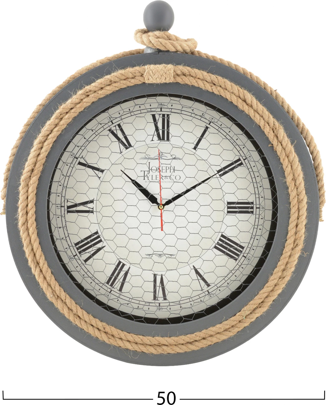 Orë muri metalike gri me litar FH7452.01 D50 cm