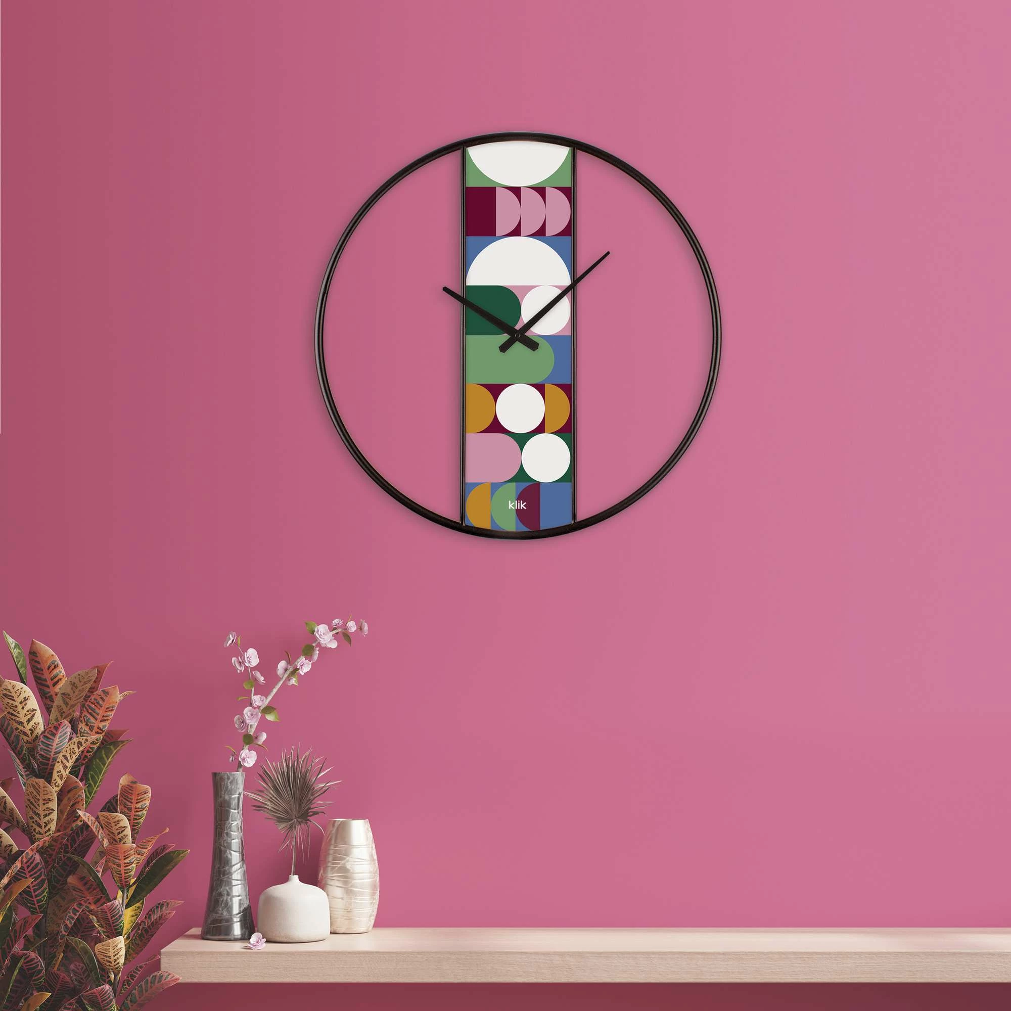 Orë muri dekorative prej metali, Wallity Demre, shumëngjyrëshe, 62x62cm