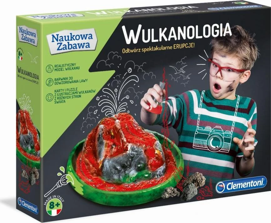 Set shkencor Clementoni Volcanoes 364431, model 3D vullkani, 25 karta edukative