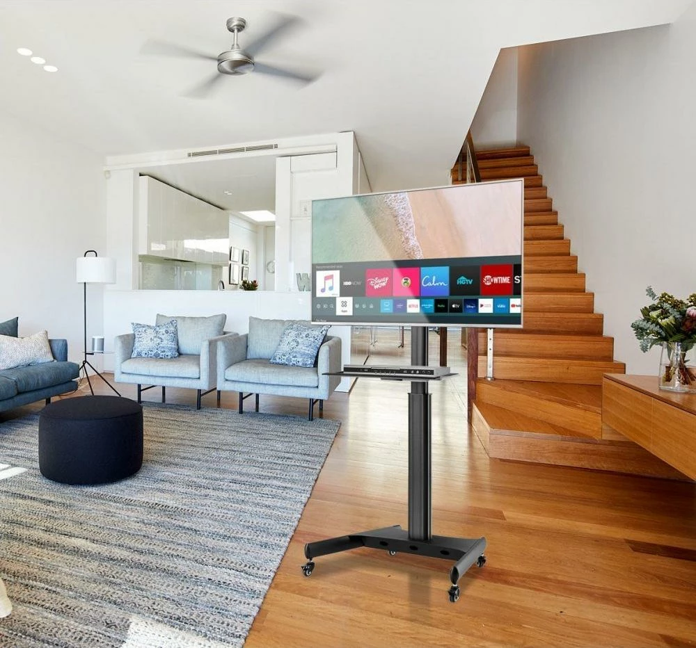 Stendë dyshemeje për TV Techly ICA-TR35 32"-65" 35kg, e lëvizshme, tilt ±10°, VESA deri 600x400, e zezë