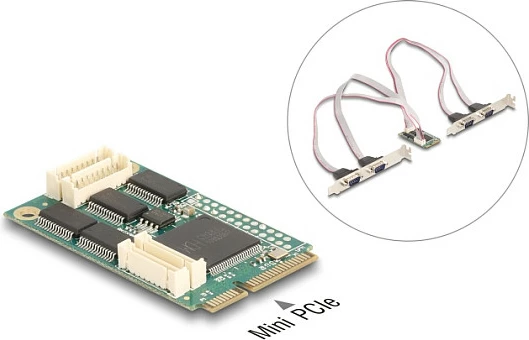 Kartë zgjerimi DeLOCK 95278 Mini PCIe në 4x RS-232 (DB9), e brendshme, e gjelbër