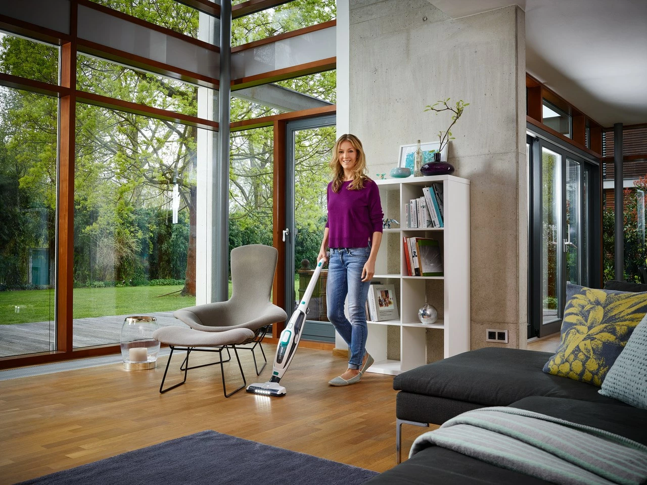 Fshesë elektrike pa kabllo Leifheit PowerVac 2in1, 20V, pa qese, bardhë/kaltër