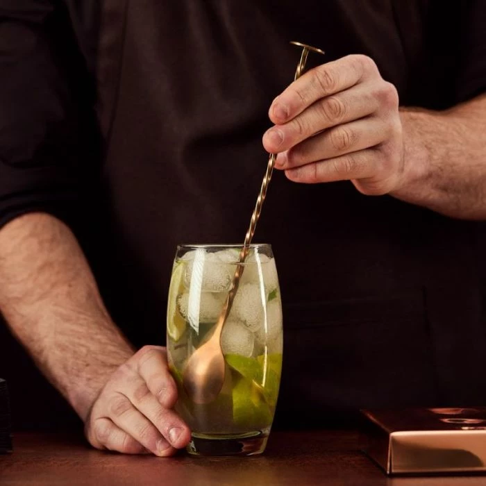 set koktej VONSHEF 1500117 Boston shaker 550 ml + jigger 25/50 ml, brushed copper, set 6 copë