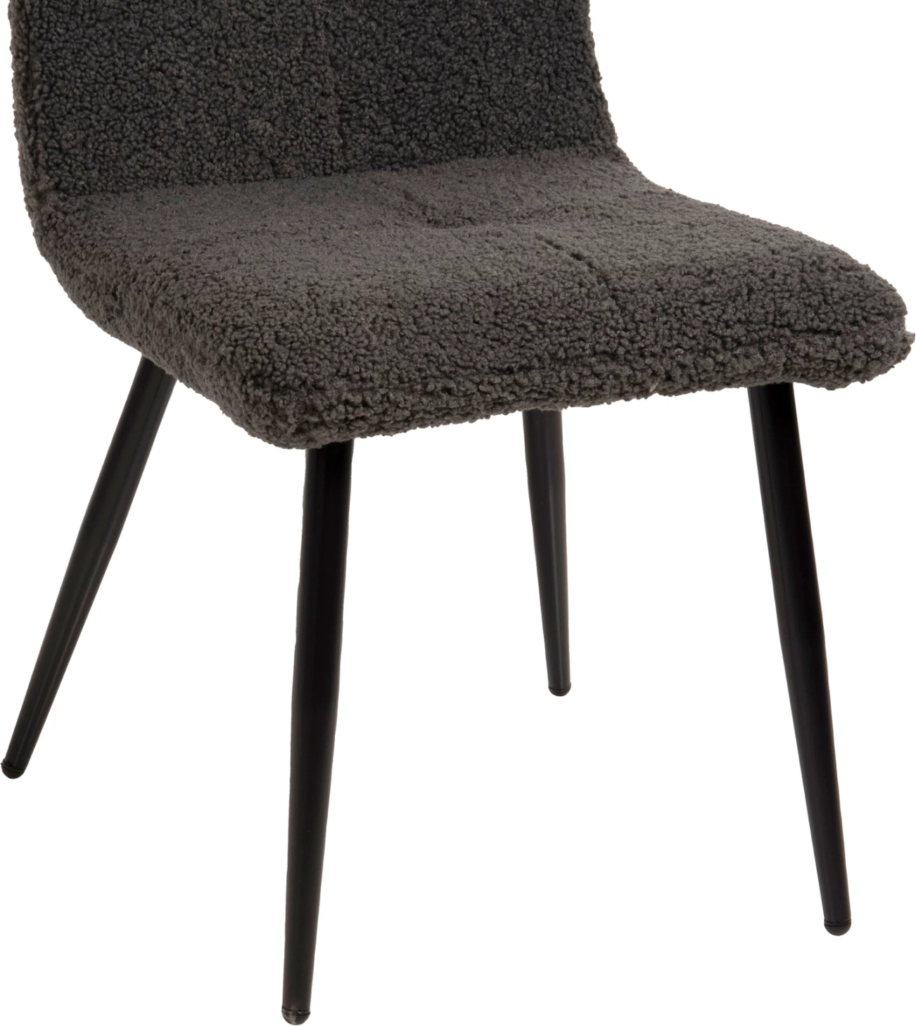 Karrige SHELLY FH8590.01, pëlhurë TEDDY, ngjyrë gri, këmbë metalike të zeza, 48x64x87H cm., set prej 2 copë