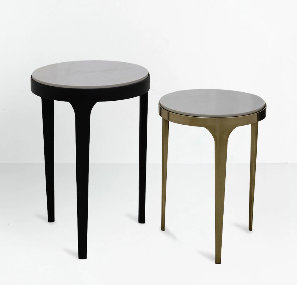 Set tavolinash anësore STICKS, 2 copë, e bardhë, e zezë, ari, 37x37x54.5cm