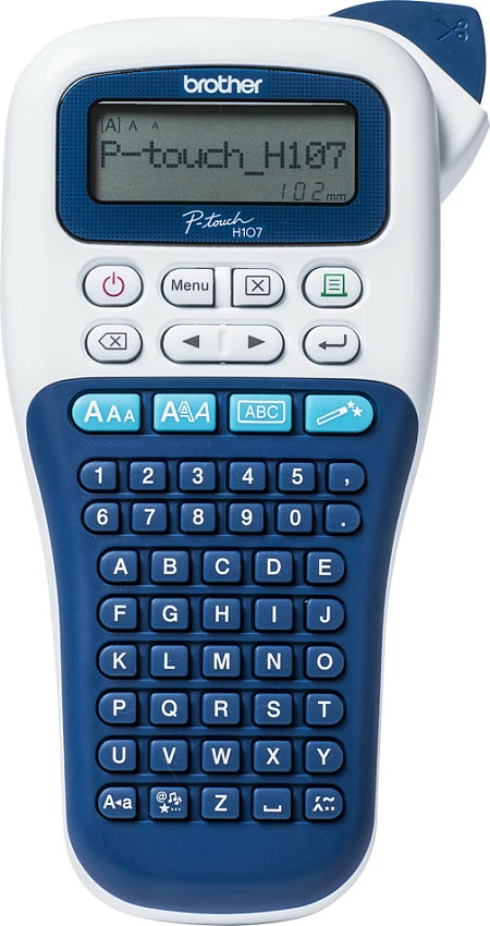 Printer etiketash Brother P-touch PT-H107B, 180 DPI, TZe, ekran LCD, blu/bardhë