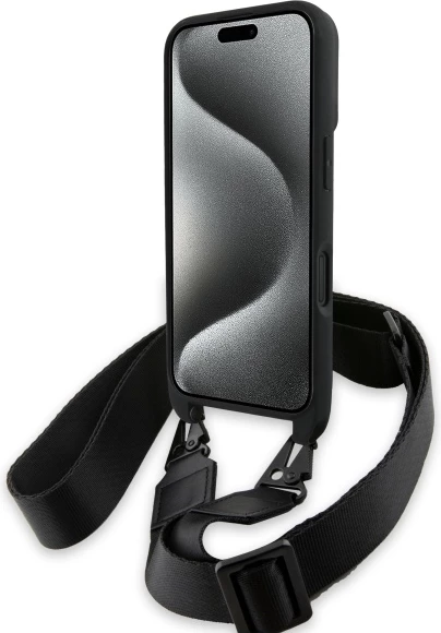 Mbështjellës BMW M Edition Carbon Stripe & Strap për iPhone 16 Plus, i zi