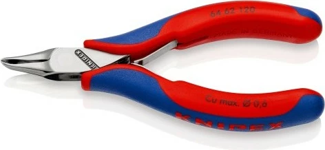 Pinca elektronike Knipex KP-6462120, 120mm, për prerje precize, kuqe/blu