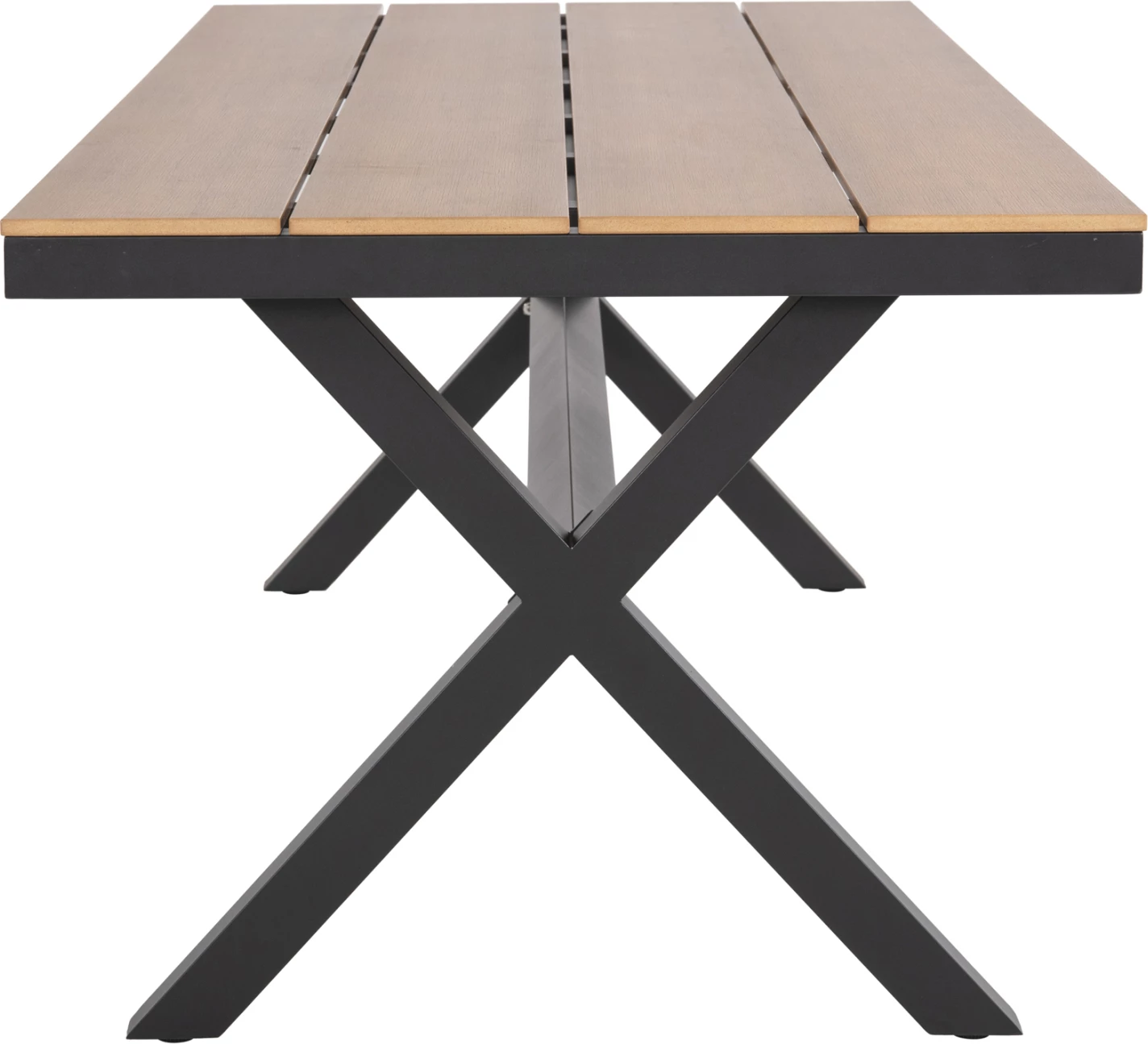 Tavolinë drejtkëndore alumini TAWNEE FH6039.01 antracit-polivud në dru natyral 219,5x89,5x73cm