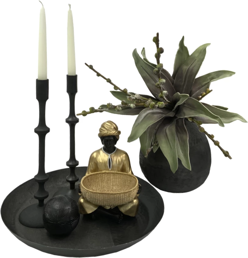 Tabaka dekorative FADE, alumin i zi, 44x44x5cm