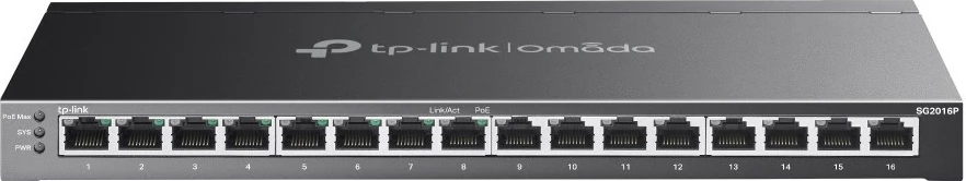 Switch TP-Link Omada 16-Port Gigabit Smart me 8-Port PoE+, Managed, L2/L2+, Gigabit Ethernet (10/100/1000), Rack mounting