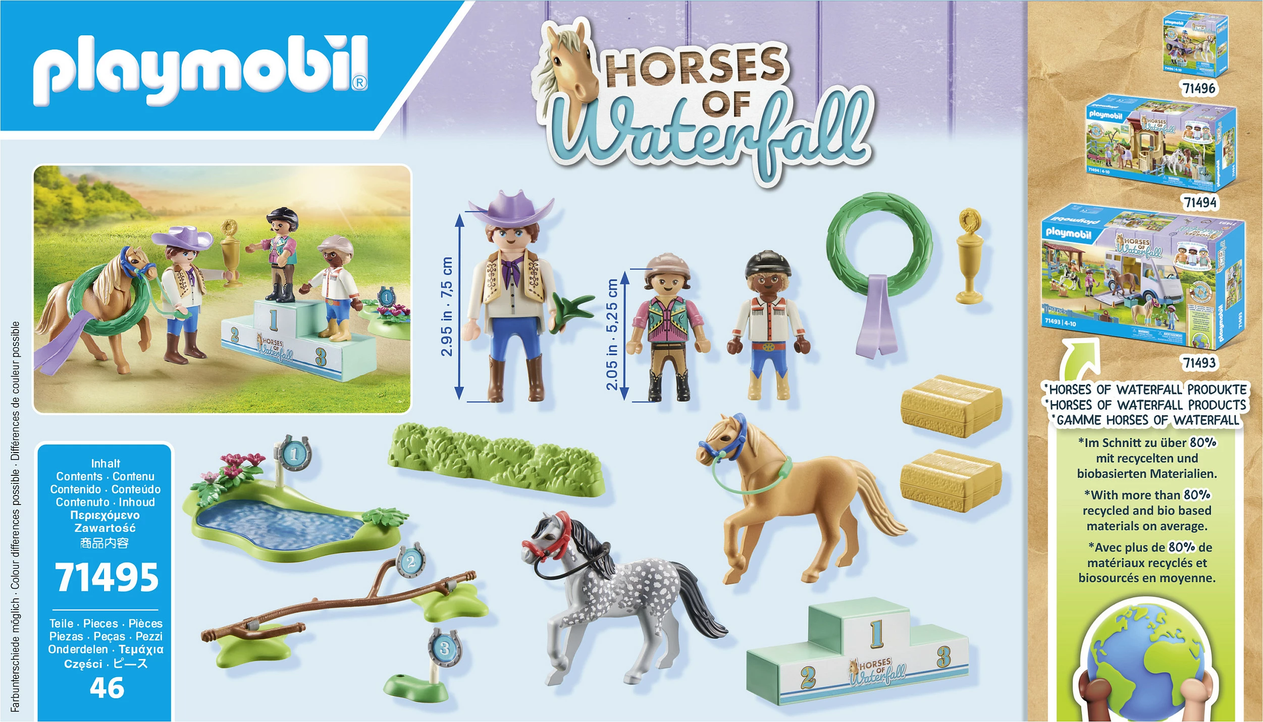Set lodrash Playmobil Horses of Waterfall 71495, Ponyturnier, 46 copë, shumëngjyrësh