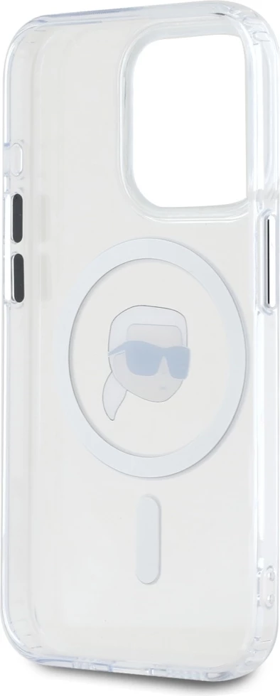Mbështjellës Karl Lagerfeld IML Metal Karl Head MagSafe për iPhone 15 Pro Max, Bardhë