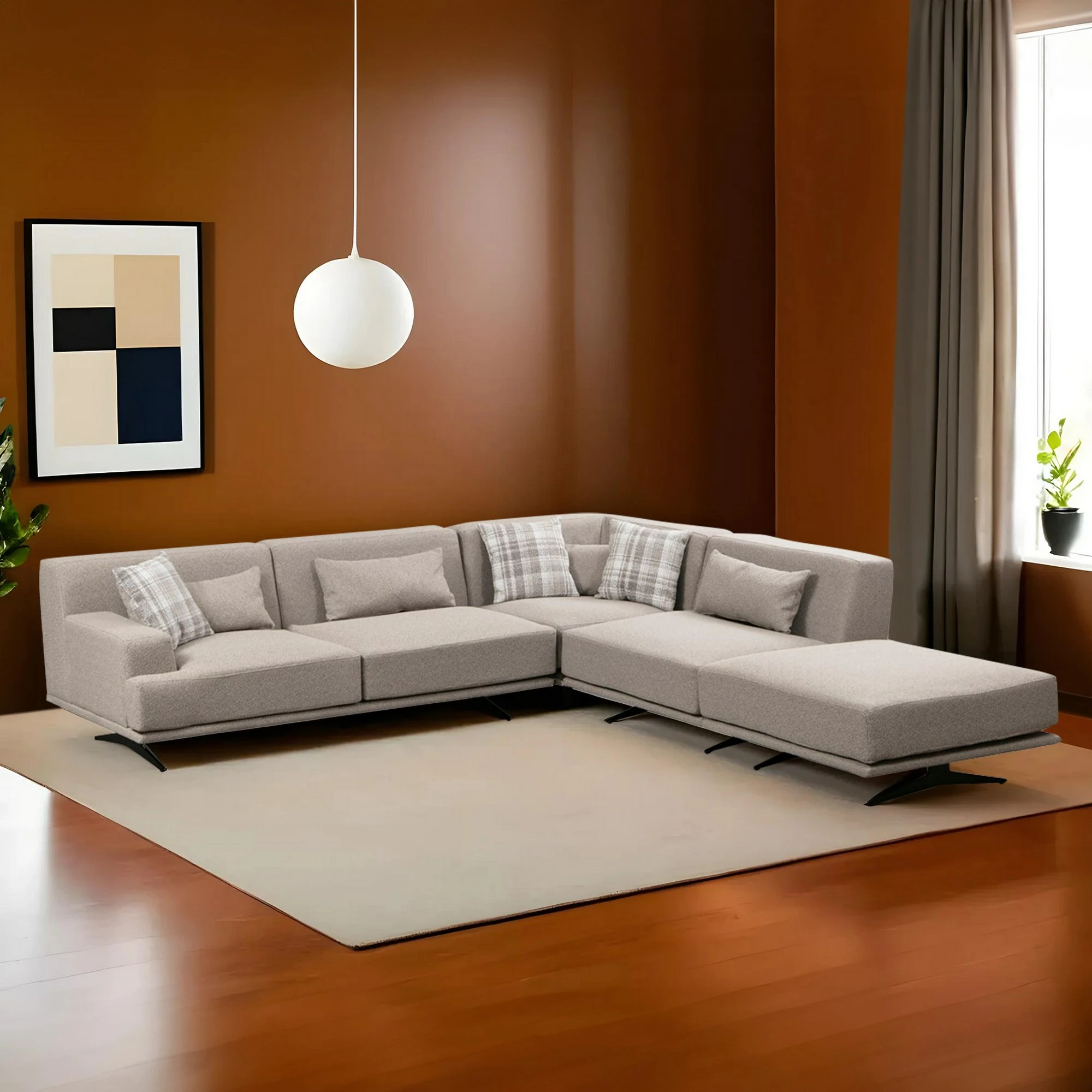 Kënd-sofë Atelier del Sofa, Bentley Corner (L3-C-O1-PUF), bezhë