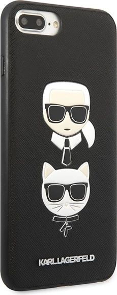 Mbështjellës Karl Lagerfeld Saffiano Karl&Choupette Head për iPhone 7 Plus / iPhone 8 Plus, e zezë